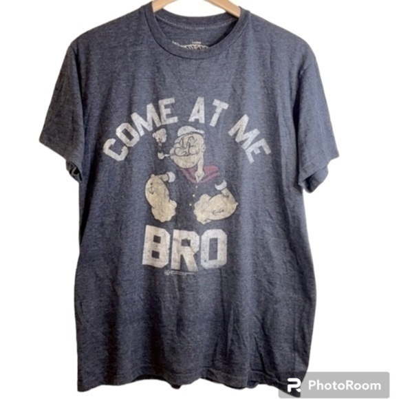 SAVVY | MEN’S POPEYE “COME AT ME BRO” FADED DARK GRAY SHIRT SIZE LARGE - Picture 1 of 5
